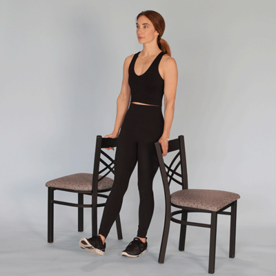 نحوه اجرای یکی دیگر از حرکات بدنسازی تقویت زانو: دیپ تک پا با صندلی 