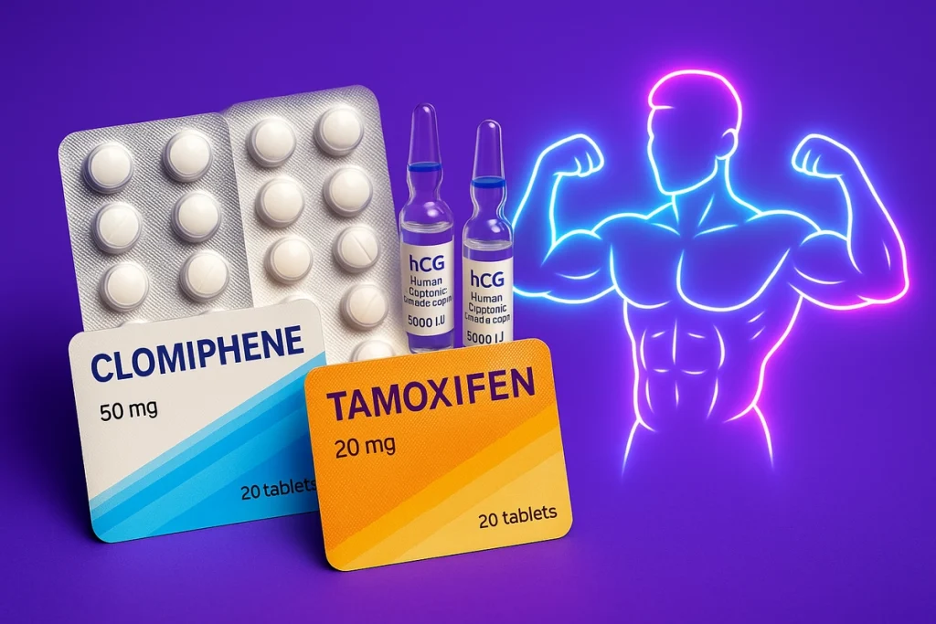داروهای کلومیفن، تاموکسیفن و HCG در کنار تصویر بدن عضلانی برای پاکسازی بعد از دکا