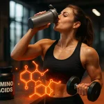 تصویر حرفه‌ای از مکمل‌های مختلف آمینو اسید مانند BCAA، گلوتامین و آرژنین برای چربی‌سوزی در بدنسازی
