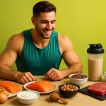 ۱۰ غذای پروتئینی برتر برای بدنسازان شامل مرغ، تخم مرغ، ماهی، گوشت قرمز، ماست یونانی، عدس، لوبیا، وی پروتئین، کازئین و آجیل.