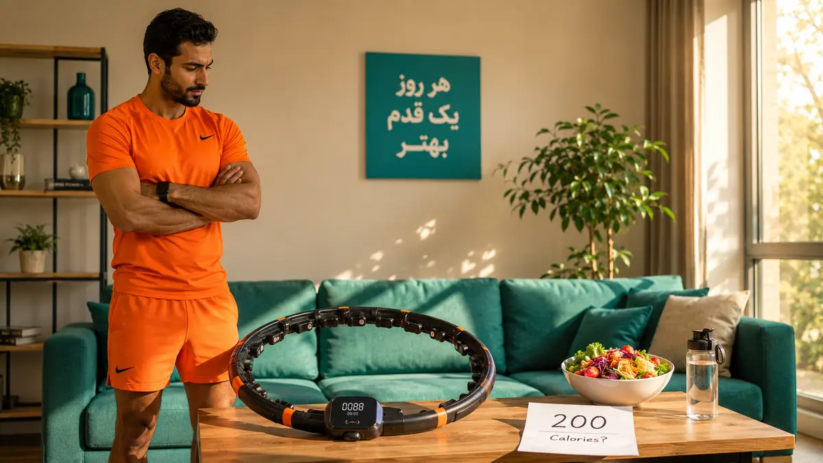 مقایسه هولاهوپ هوشمند و تغذیه سالم برای لاغری توسط یک مربی بدنسازی